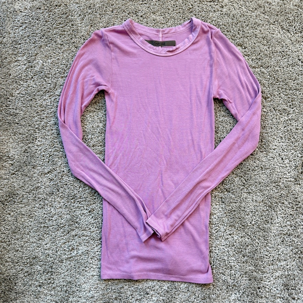 Enza Costa Silk Knit Crew in Orchid Flower XS